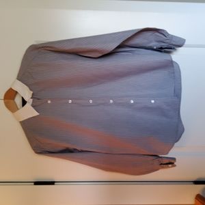 Ladies Charter Club Classics Gray and White Button-Down